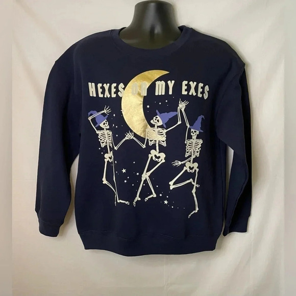 Women’s Wound Up Hexes on My Exes Crewneck Sweatshirt Pull Over Size Large - Picture 2 of 10